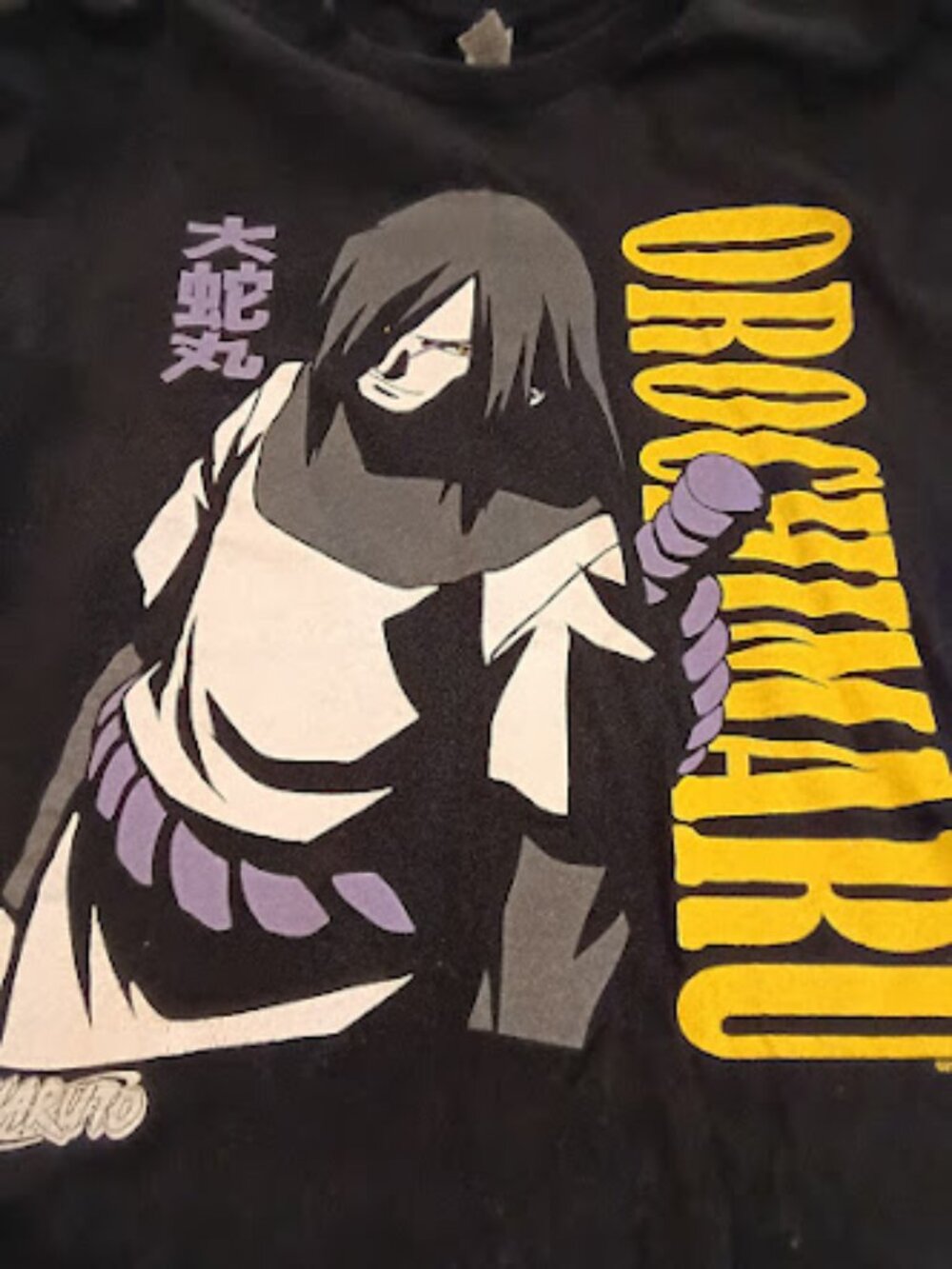Orochimaru Naruto Printed Short Sleeve Black Men’s T-Shirt Size Large